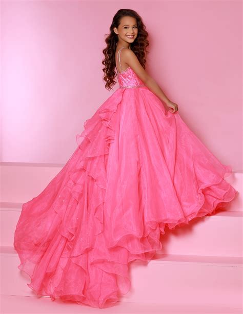 Sugar Kayne C143 Girls Pre Teen Pageant Dress Ballgown Ruffle Organza