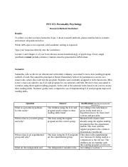 Psy255 Homework1 Docx PSY 255 Personality Psychology Research