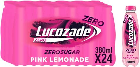 Lucozade Zero Sugar Free Pink Lemonade 24x380ml Uk Grocery