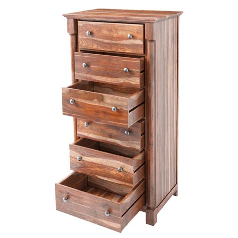 Pioneer Transitional Solid Wood 6 Drawer Bedroom Tall Dresser