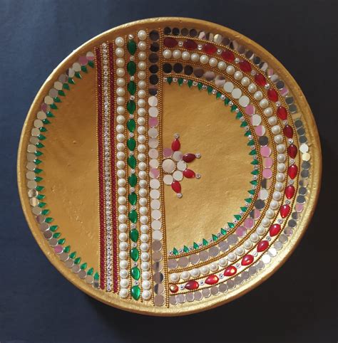 Wall Decor Plates #8 - Lippan art (11") - International Indian Folk Art Gallery