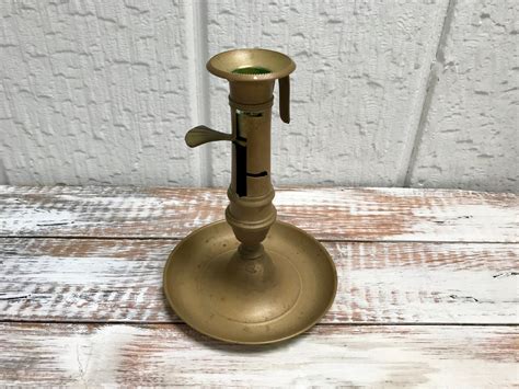 Hand Held Brass Candlestick Holder With Adjustable Candle Height