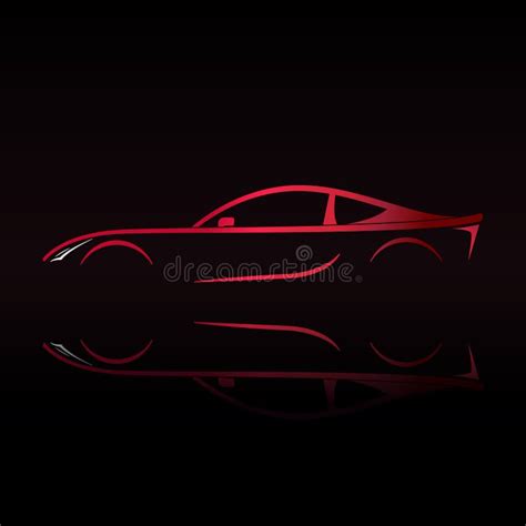 Red Sports Car. Silhouette on Black Background Stock Vector - Illustration of branding, model ...