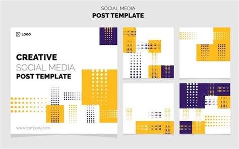 Free Vector | Social Media Post Template Pack 5 Different Post Design Geometric Vector ...