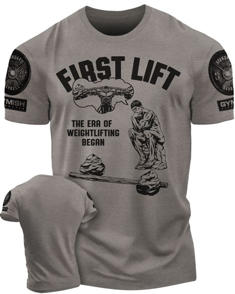 Gymish First First Lift Workout T Shirt Funny Gym Shirts Lifting T Shirt Deadlift