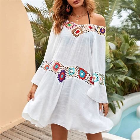 Robe De Plage Pour Femmes Bikini Cache Maillots Taille Unique Coton
