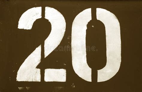 Number 20 In Stencil On Metal Wall In Brown Tone Stock Image Image Of