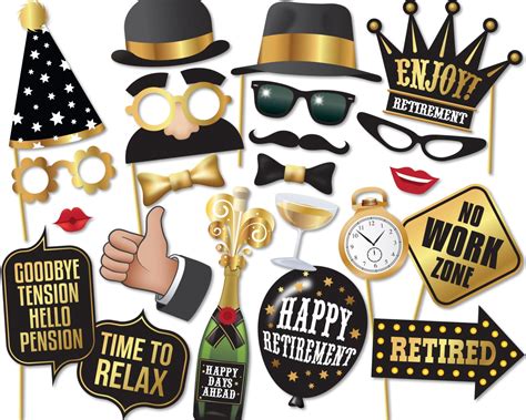 Retirement Photo Booth Props Printable PDF Retirement