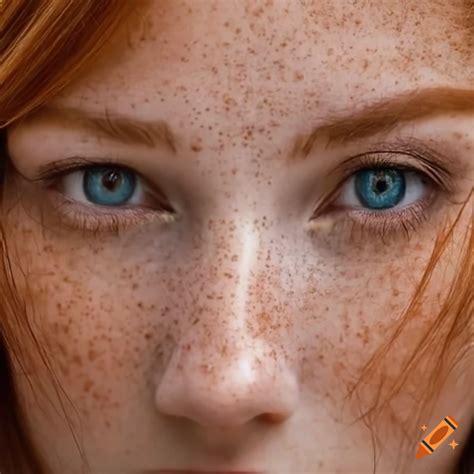 Portrait Of A Beautiful Woman With Light Freckles And Auburn Hair