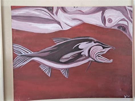 Original Painting Nude With Fish Etsy