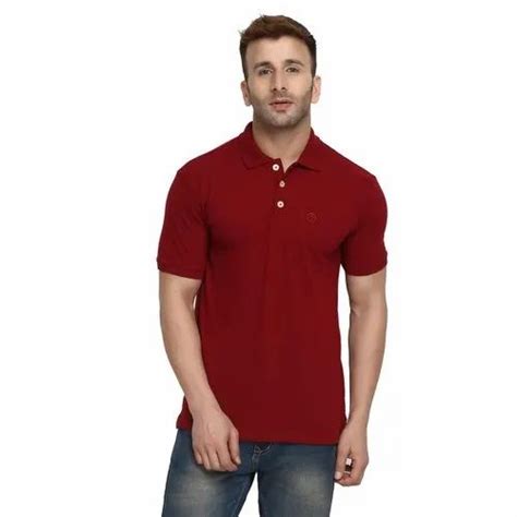 Polo Neck Half Sleeve Mens Red Collar T Shirt At Rs 190 Piece In Navi