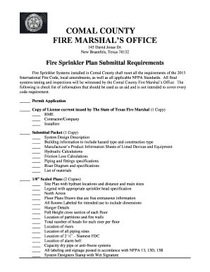 Fillable Online Fire Sprinkler Plan Submittal Requirements Fax Email