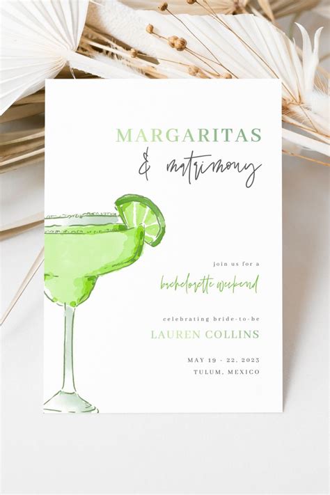 Margarita Margs And Matrimony Bachelorette Weekend Invite And Itinerary