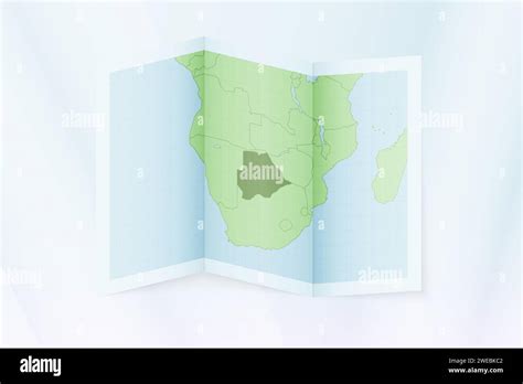 Botswana Map Folded Paper With Botswana Map Vector Illustration Stock