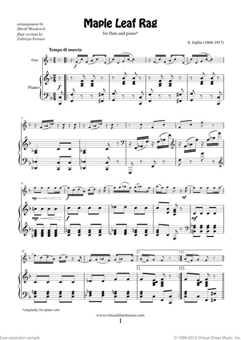 Joplin Maple Leaf Rag Sheet Music For Flute And Piano Pdf