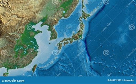 Japan area. Physical map stock illustration. Illustration of ocean ...