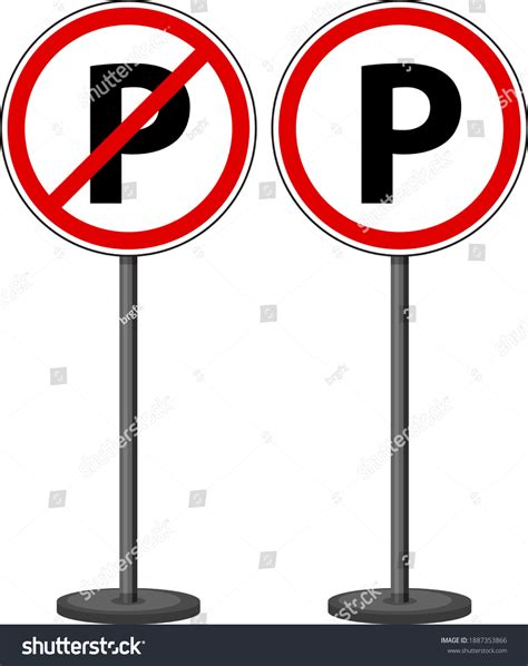 Parking And No Parking Signs With Stand Isolated Royalty Free Stock Vector 1887353866