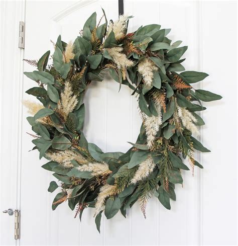 Eucalyptus And Pampas Grass Wreath Fall Wreath For Front Etsy