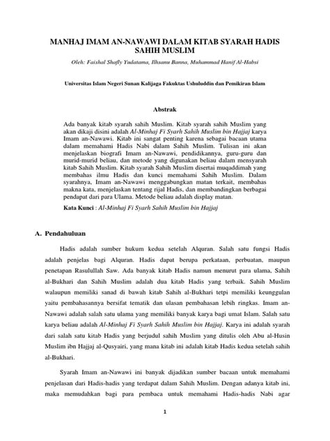 Tugas Metode Syarah Hadis Pdf