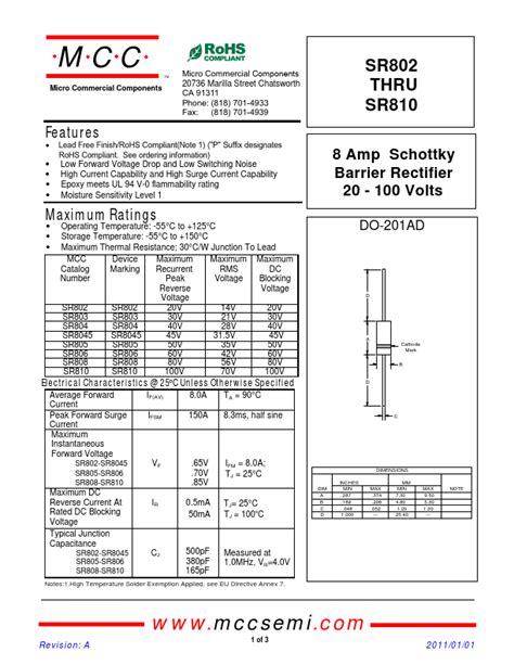 Sr Datasheet Mcc