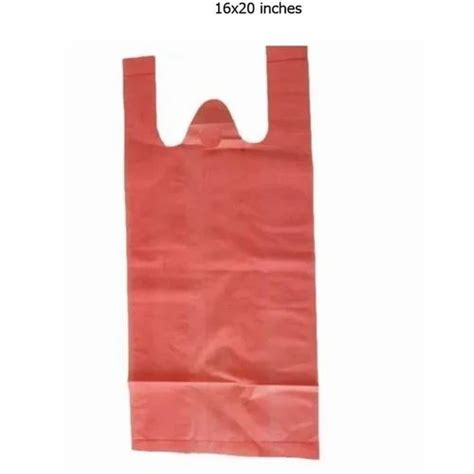 W Cut Plain 16x20 Inches Red Biodegradable Plastic Carry Bag Capacity