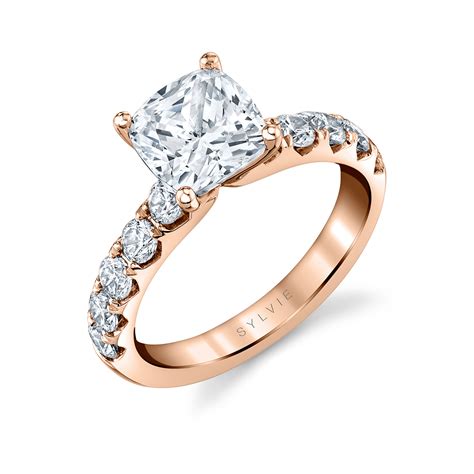 Cushion Cut Classic Wide Band Engagement Ring - Aloria - Sylvie Jewelry