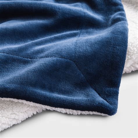 Bedsure Sherpa Fleece Blanket Throw Size Navy Blue Reversible Plush