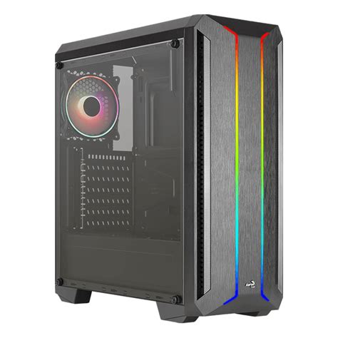 Gabinete Aerocool Bionic Black Vidrio Templado X Cm Rgb Gezatek