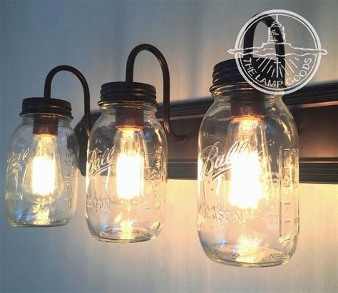 MASON JAR Vanity Light Trio Bathroom Wall Sconce Lighting Fixture