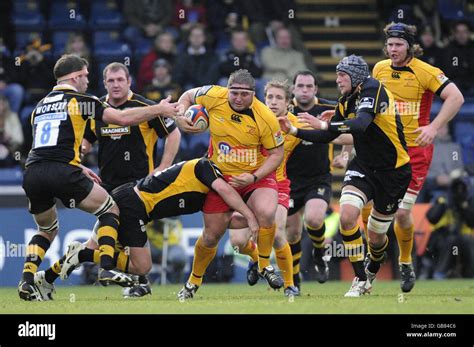 Dragons Rhys Thomas Breaks Through The Wasps Defence During The Edf