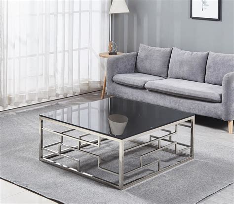 Table Basse Design Acier Inoxydable Plateau Avec Marbre Ou En Verre