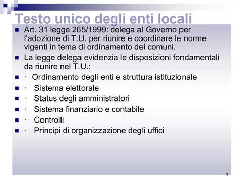 Ppt Testo Unico Degli Enti Locali Powerpoint Presentation Free