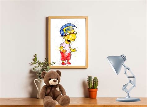 The Simpsons Milhouse Matt Groening Poster Drawing Art Digital Etsy