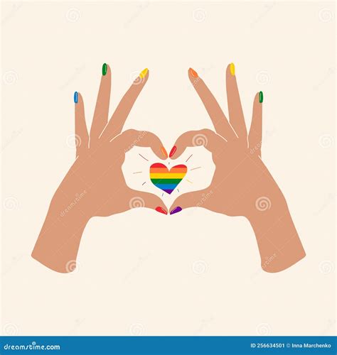 Hands Showing Lgbt Heart Vector In Cartoon Style Stock Vector