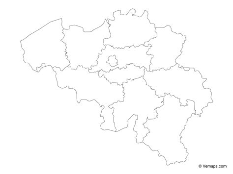 Outline Map Of Belgium With Provinces Free Vector Maps