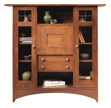 Stickley Oak Mission Classics Ellis Fall Front Bookcase Jacksonville Furniture Mart Closed