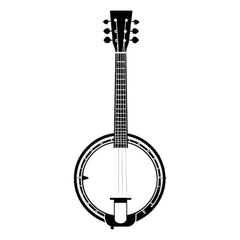 Black And White Silhouette Of A Banjo Premium Ai Generated Vector