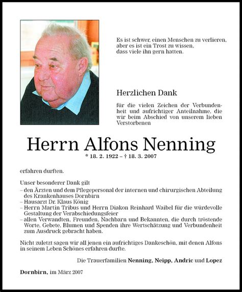 Todesanzeigen Von Alfons Nenning Todesanzeigen Vorarlberger Nachrichten