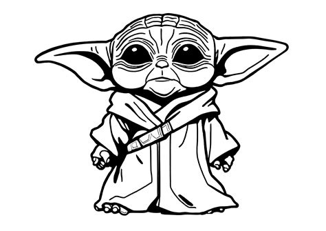 Grogu Baby Yoda Con Linee Spesse Disegni De Guerre Stellari Facili