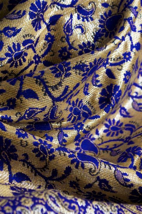 Blue and gold fabric stock photo. Image of textile, shiny - 20492424