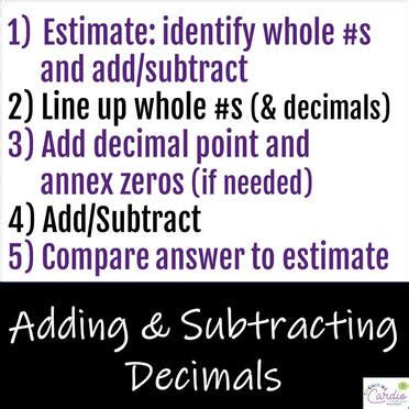 Adding And Subtracting Decimals Cognitive Cardio Math