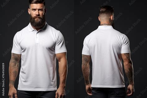 Realistic white polo shirts mockup front and back view design template ...