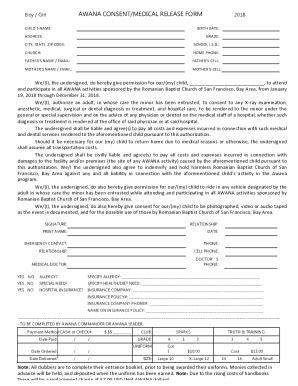 Fillable Online Consent Form Awana 2018 Doc Fax Email Print PdfFiller