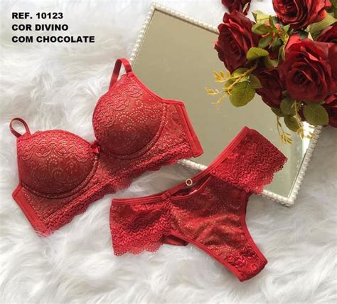 Conjunto de Lingerie Rendado Base de sustentação em Espuma Psil