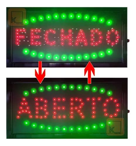 Placa Letreiro Painel Luminoso Led Aberto Fechado 2 Em 1 MercadoLivre