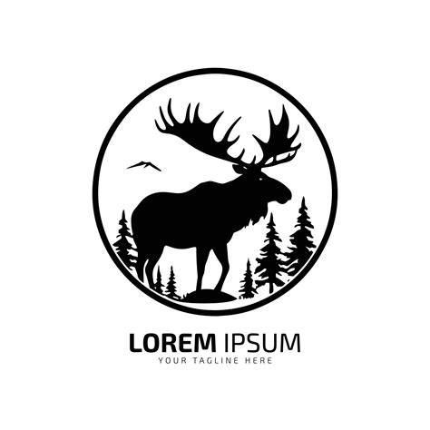 Minimal And Abstract Logo Of Moose Vector Elk Icon Fur Silhouette