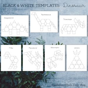 Dinosaur Pattern Blocks Printable Templates. Preschool and Kindergarten Shape Matching Activity ...