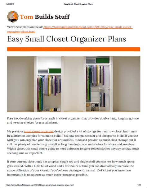 Easy Small Closet Organizer Plans