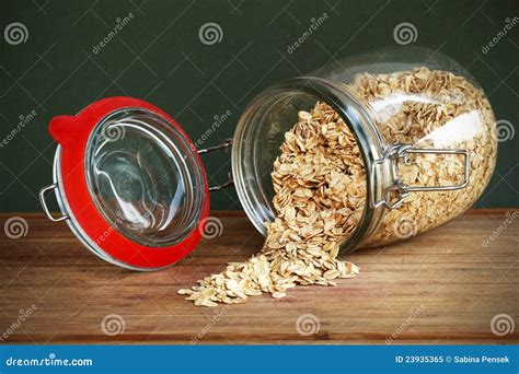 Glass Jar Of Cereal Oats Stock Image Image Of Typical 23935365