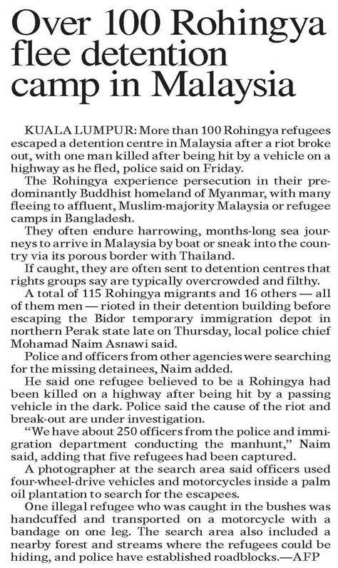 Dawn EPaper Feb 03 2024 Over 100 Rohingya Flee Detention Camp In